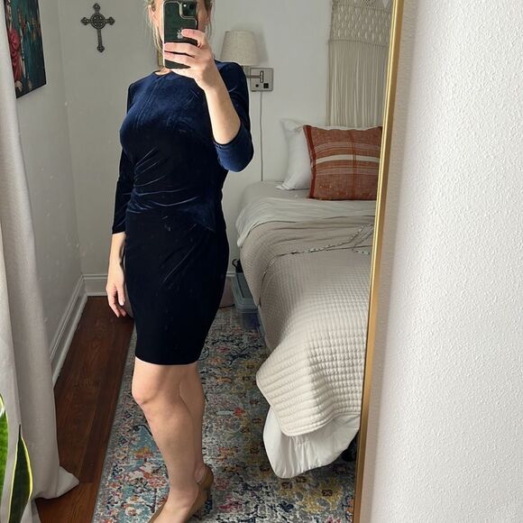 Vince Camuto Navy Velvet Dress - Picture 3 of 8